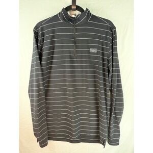 Good Good Golf Mens Qtr Zip Pullover Black White Striped Mock Neck Sz Medium